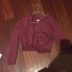 This is a cropped hoodie